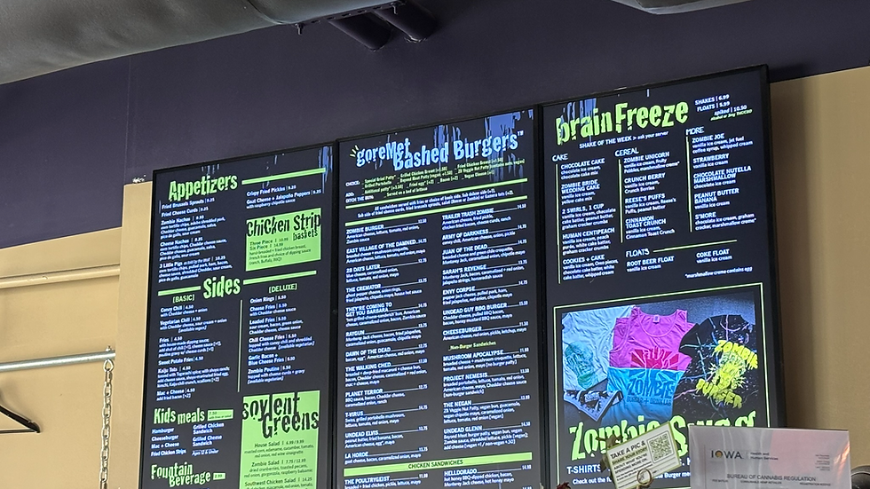 The Menu of all the Brain Numbing Goods!