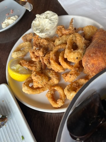The Salt and Pepper calamari, which had battered and fried tentacles and rings served with a lemon caper dill sauce