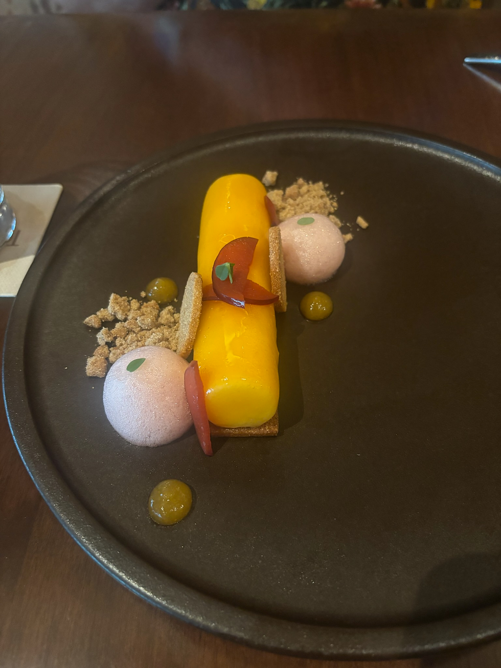 Apricot Glazed Cheesecake, which included cheesecake with sweet plums pickled with Amaro Averna and a Chestnut Sable.