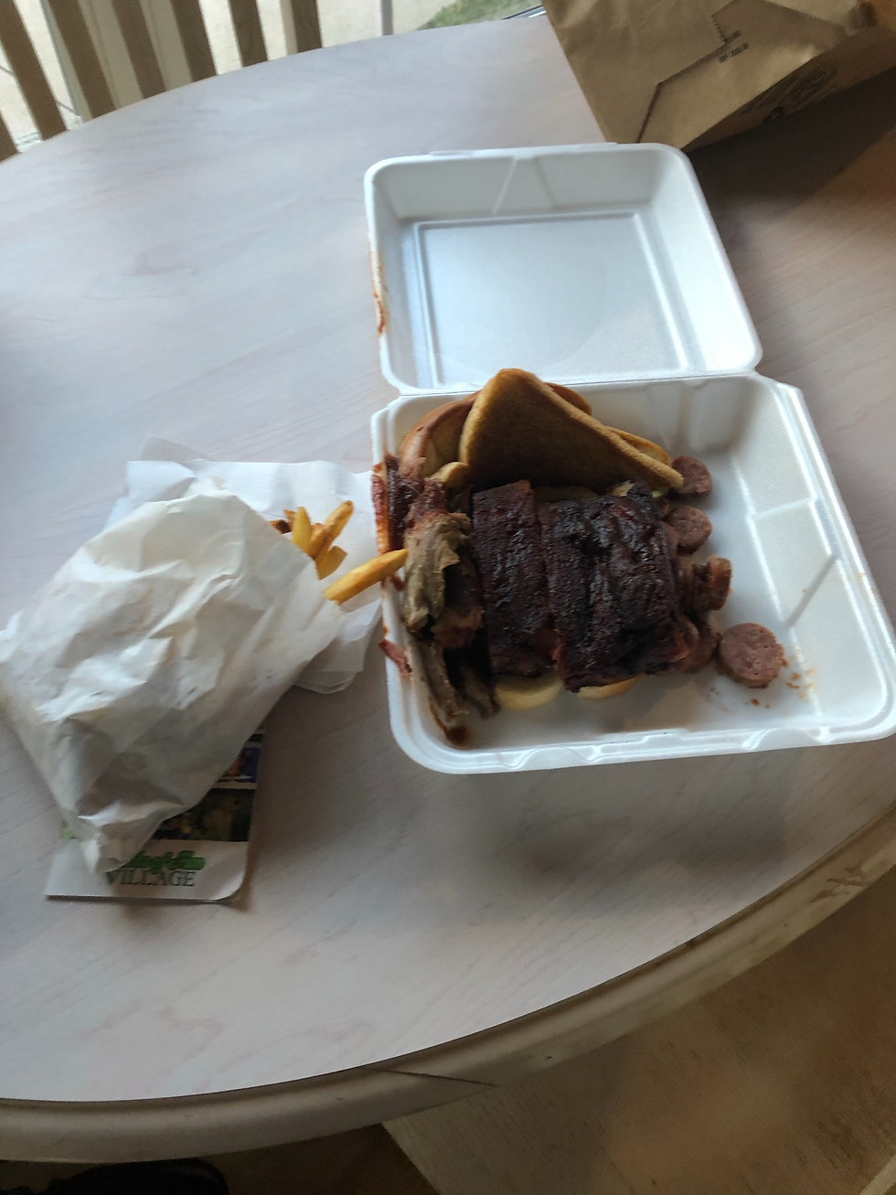 The Hog Heaven Sandwich - Sausage and Pulled Pork