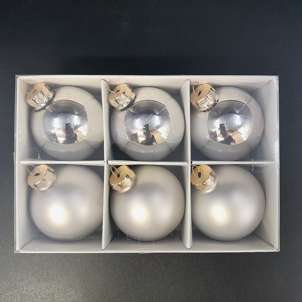 Julekugler i sølv 6 stk.