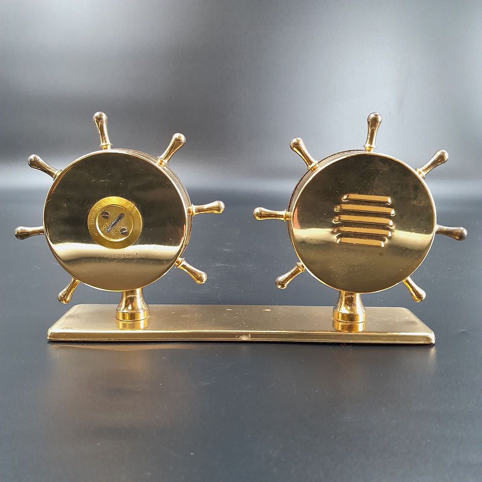 Miniaturebillede: Messing skibshjul - termometer, luftfugtighed og barometer