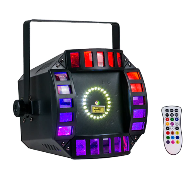 3-in-1 LED Effect Light with Derby, Strobe and Laser