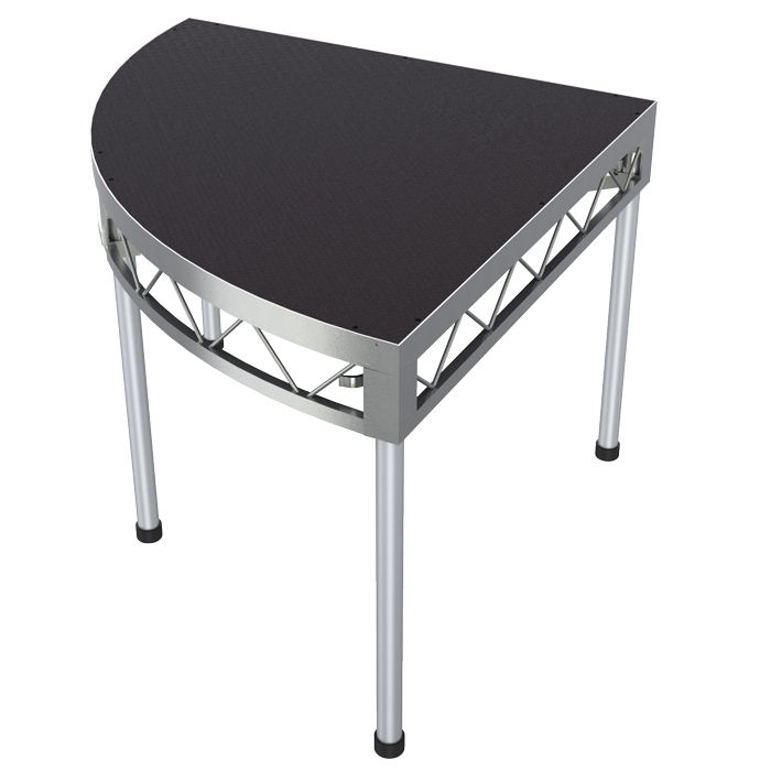 1.2mR (2.4m) 90deg. Quarter-Circle Stage Platform with 0.9m Legs - Non-Slip Top
