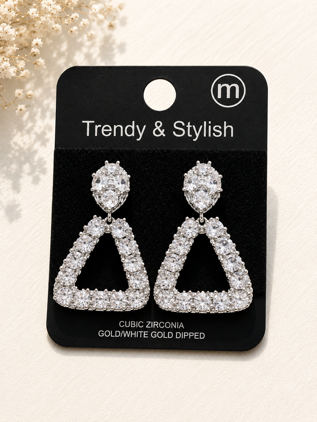 Triangle Crystal Statement Earrings