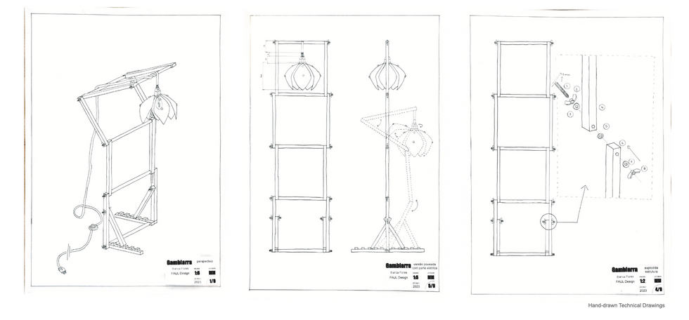 hand-drawn technical drawings