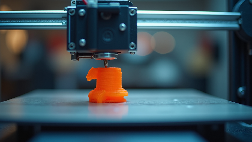 Close-up view of a 3D printer in action inside a makerspace