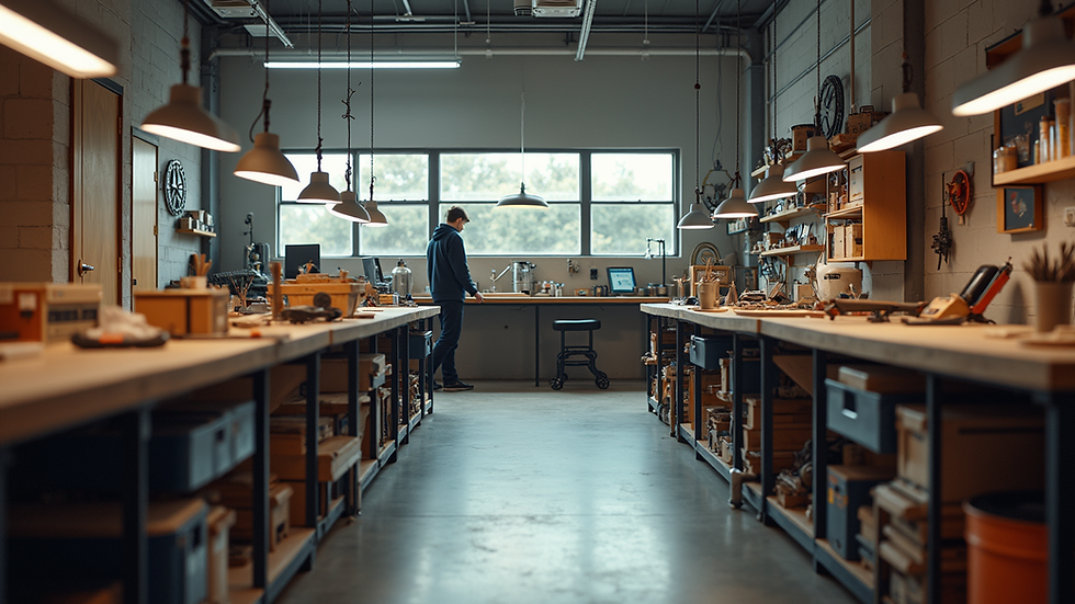 Eye-level view of a community makerspace filled with various tools and workstations