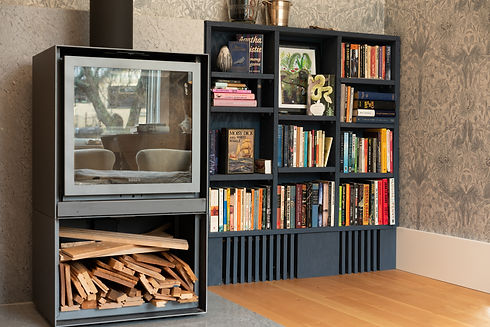 Victoria-BC-Net-Zero-Renovation-Bookshelf blue cabinets custom.jpg