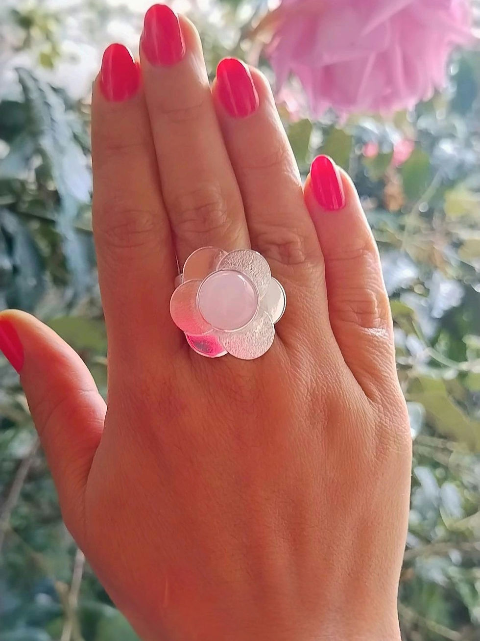Miniatura: Anillo Mandala Cuarzo Rosa 