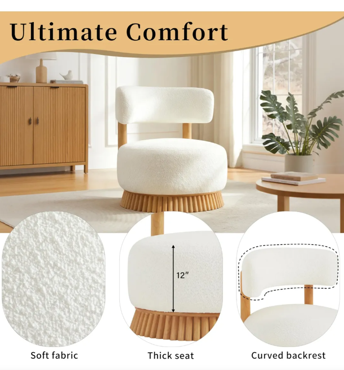 Miniatura: Ref: 1985-2 Silla Moderna Tapizada En Beige Con Respaldo Curvado Y Base