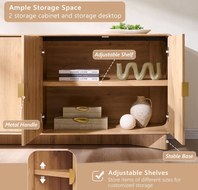 Miniatura: Ref: 2386 IFGET - Large Buffet with 4 Doors and Adjustable Shelves, Curved Woode