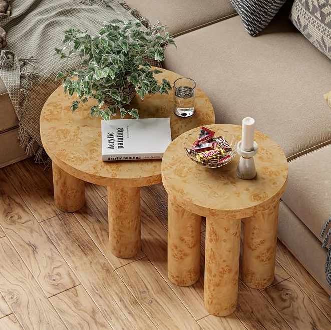 Miniatura: Ref: 2484 Aoikax Farmhouse Wood Round Coffee Table Set Of 2