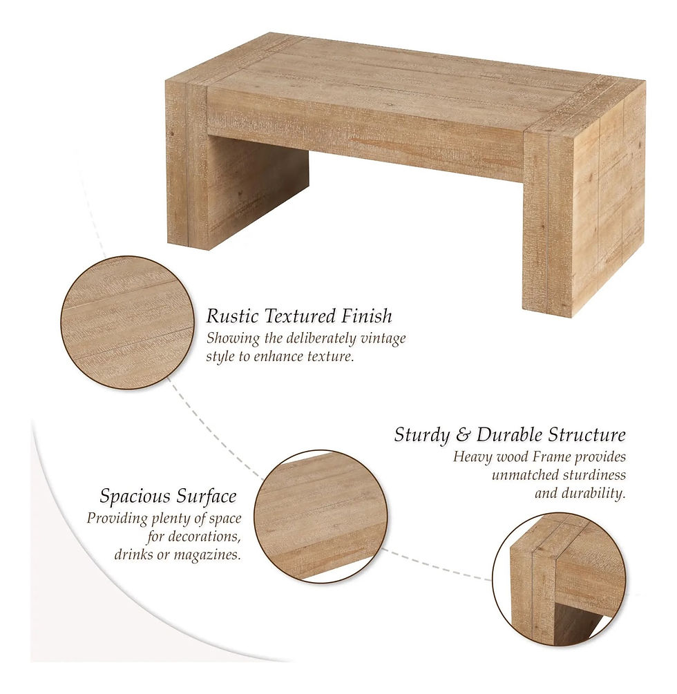 Miniatura: Ref: 2141-2  Mesa De Café Moderna De Madera Rústica Rectangular Para Sala