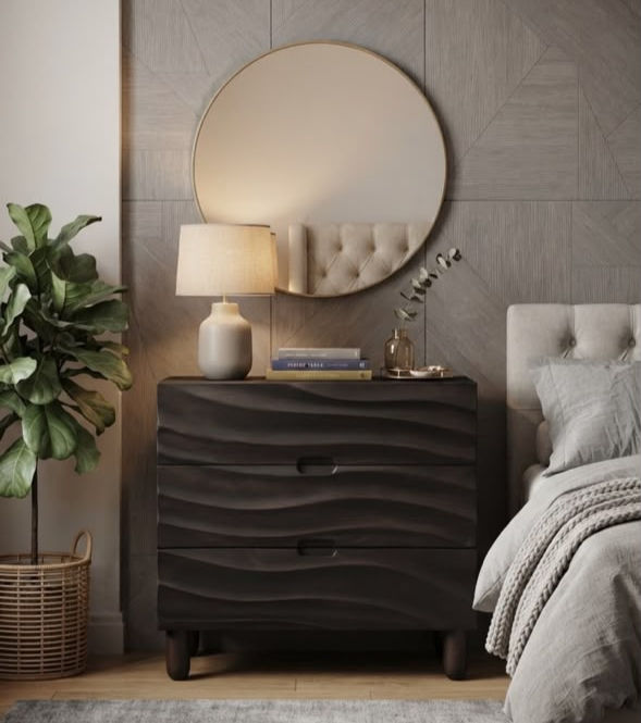 Ref: 2499Mesa de noche COZAYH Featuring 3D Wave Fronts, Modern Storage Dresser