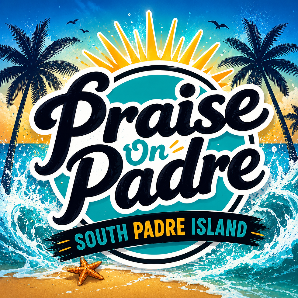 A stylized graphic for a 'Christian Beach Retreat' featuring a retro sun icon and playful beach motifs.