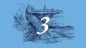 an illustration of a storm overflow pipe on a light blue background with the number 3 in white
