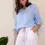 Thumbnail: LA STRADA 3/4 SLEEVE RUFFLE COLLAR LINEN TOP LST22-791