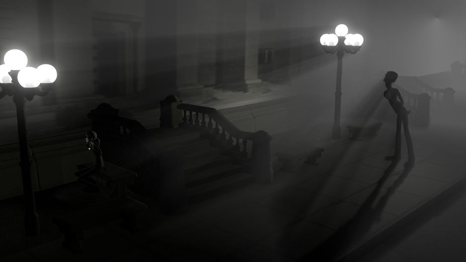 Side View of Noir Lighted Scene