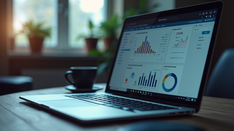 Close-up view of a laptop screen showing an online business dashboard