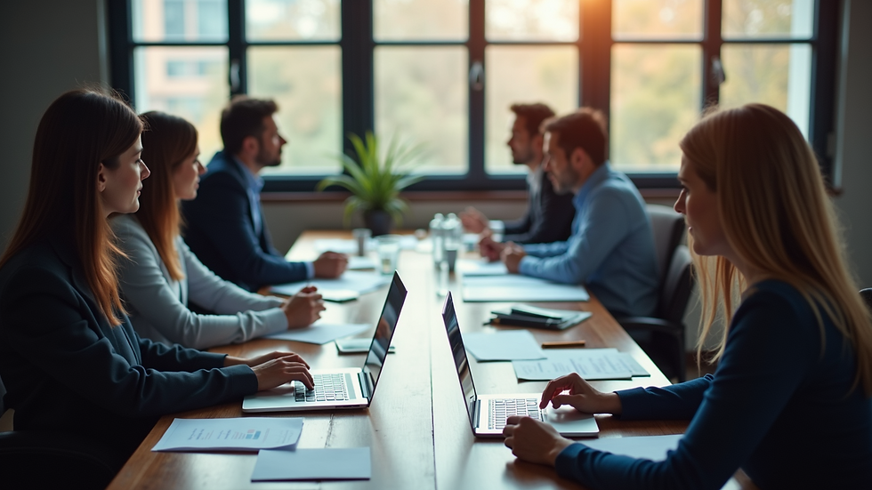 High angle view of a business meeting discussing brand strategy
