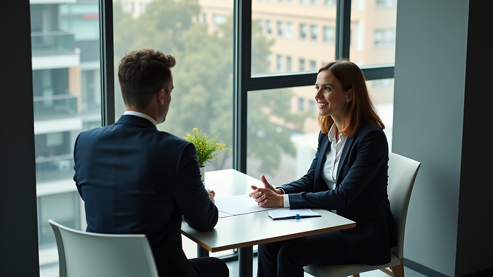 High angle view of a business meeting with insurance advisor