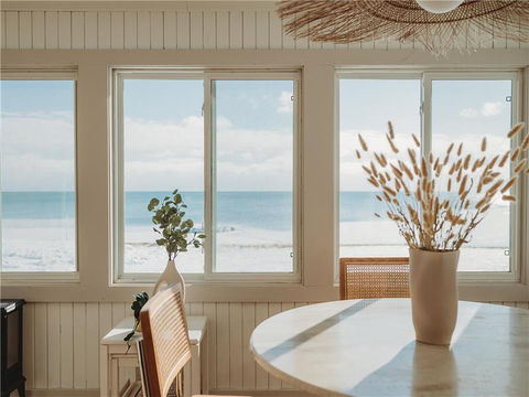 Sun room with a lake view