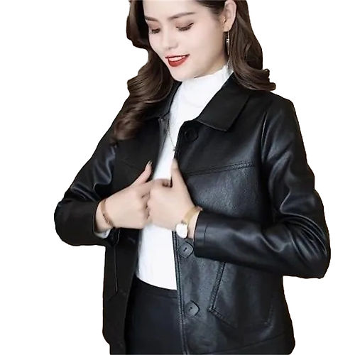 Spring Autumn Winter Fashion Stylish Comfort Women's Loose Short Leather Coat