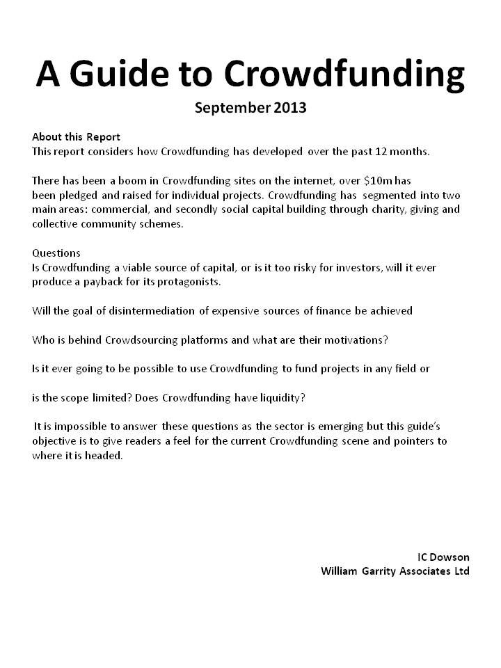 A Guide to Crowdfunding Sept 2013