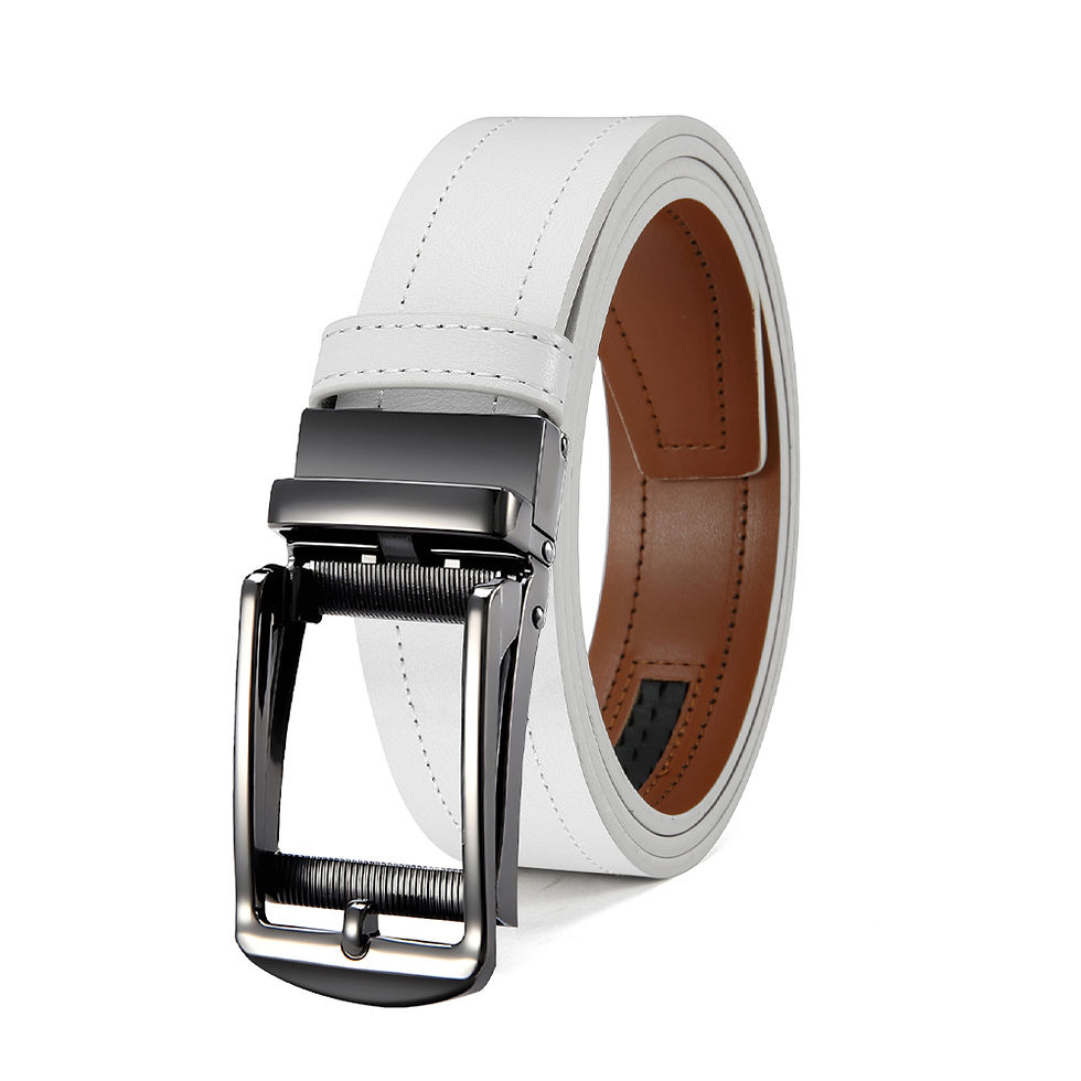 Miniatura: Cinto masculino de couro PU, estilo fashion, com fivela automática, design de lu