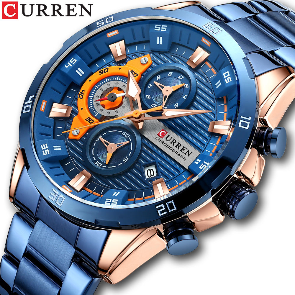 Relógio masculino CURREN, marca de luxo, estilo esportivo, com movimento quartz,