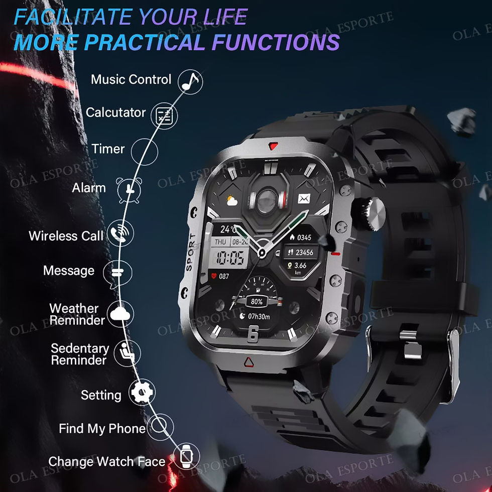 Miniatura: Relógio inteligente GPS militar masculino, com lanterna, à prova d’água, ideal p
