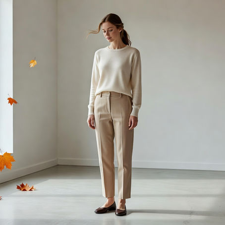 Cómo llevar pantalones beige con zapatos planos en otoño