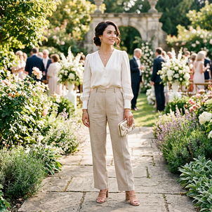 Outfits con pantalón de vestir para una boda de día