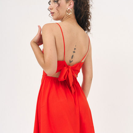 vestido rojo espalda para atar