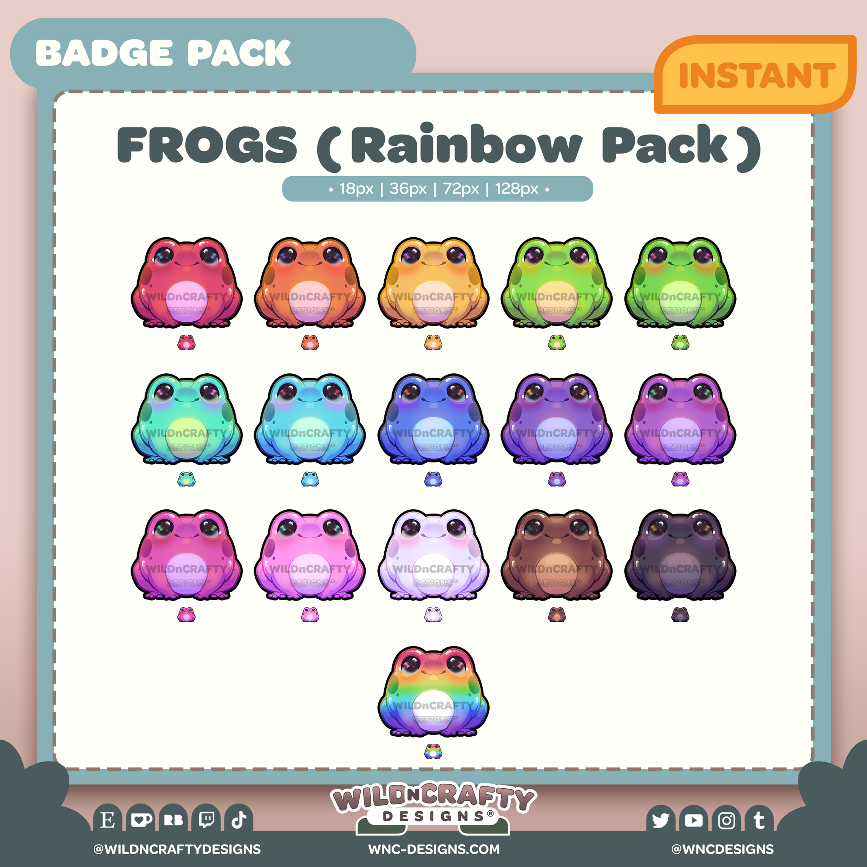 Rainbow Frog Twitch Badge Pack