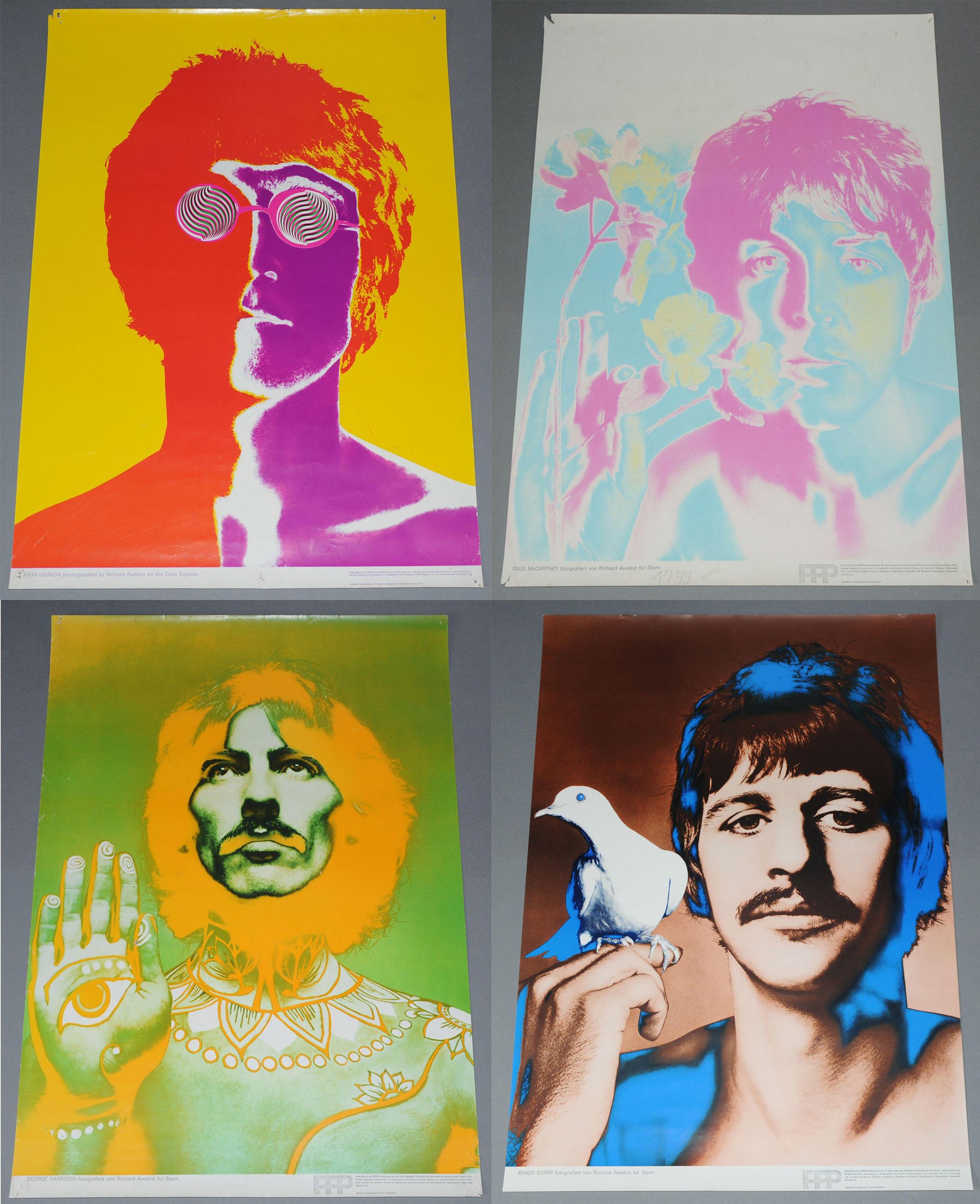 The Beatles 'Richard Avedon' poster set of 4 colour posters UK and Germany 1967.