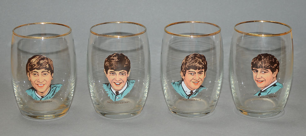 'Glasses' set of four Beatles dringing glasses, UK 1963.