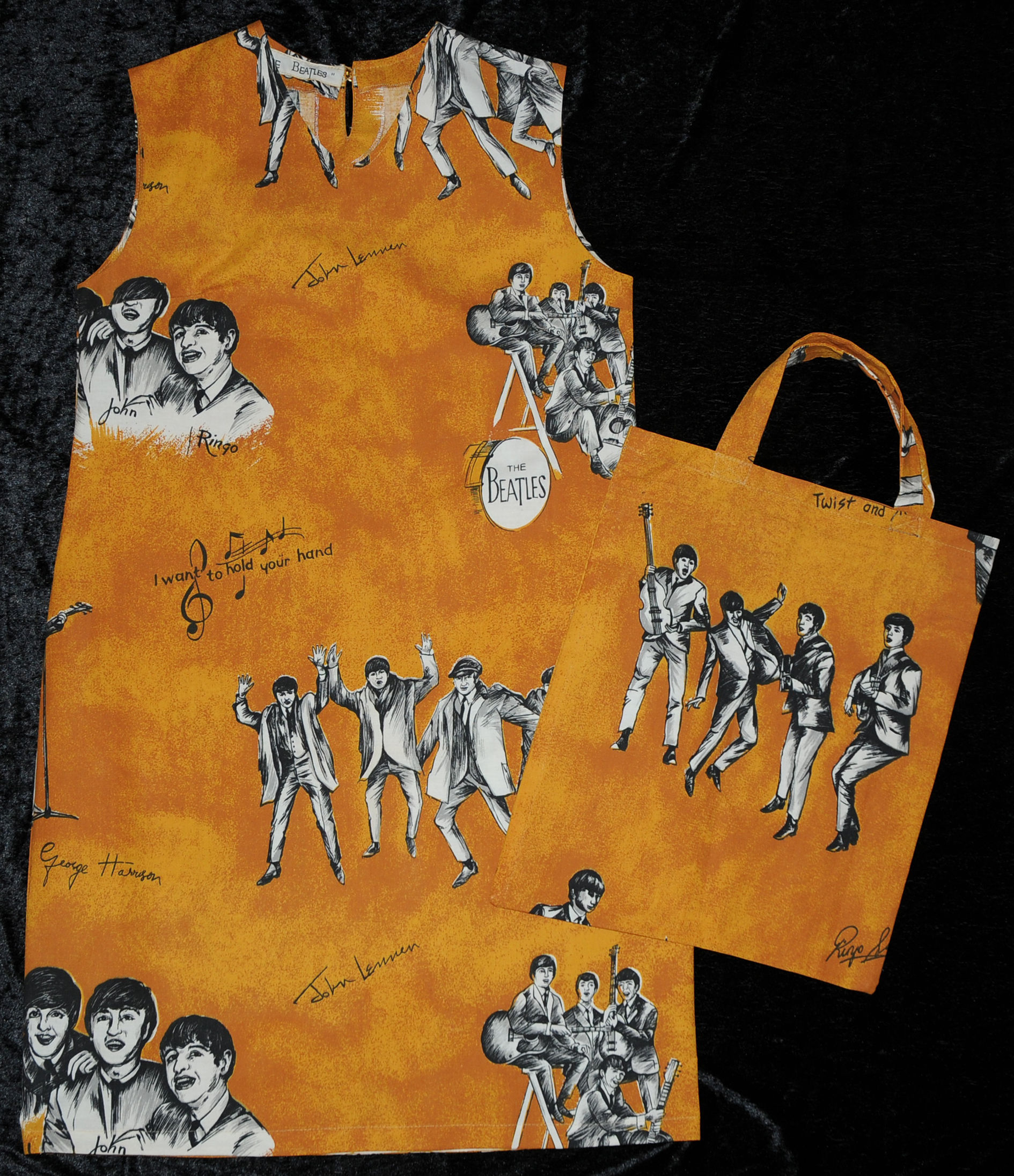 'Dress', Beatles dress with bag out of curtain fabric, Netherlands 1964