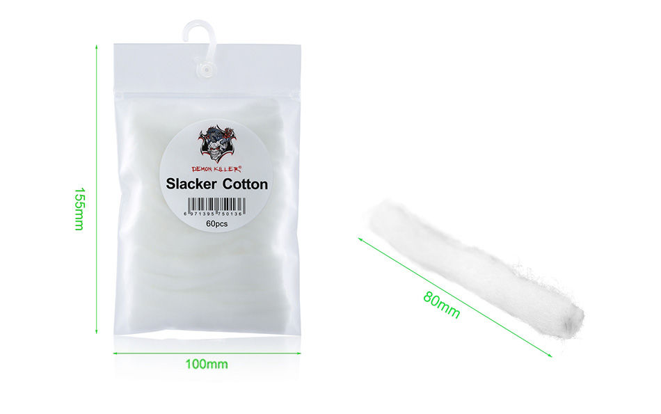 Μικρογραφία: 60 x Demon Killer Slacker Cotton Ανταλλακτικό βαμβάκι ηλεκτρονικού τσιγάρου