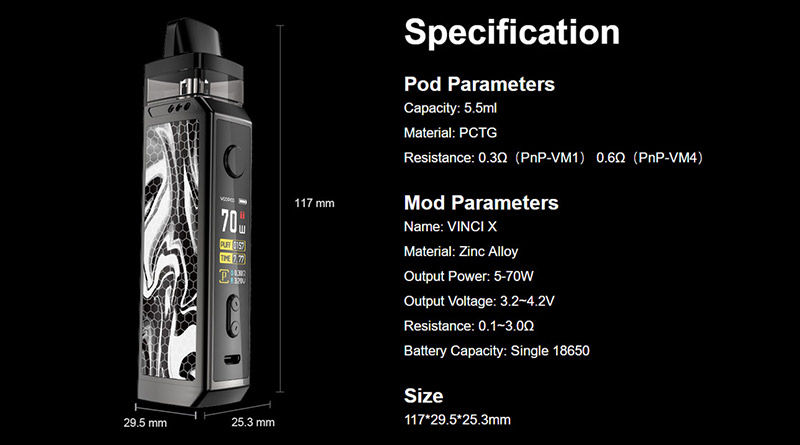 Μικρογραφία: Voopoo Vinci X 70W Ηλεκτρονικά Τσιγάρα +18650 +200ml Υγρά
