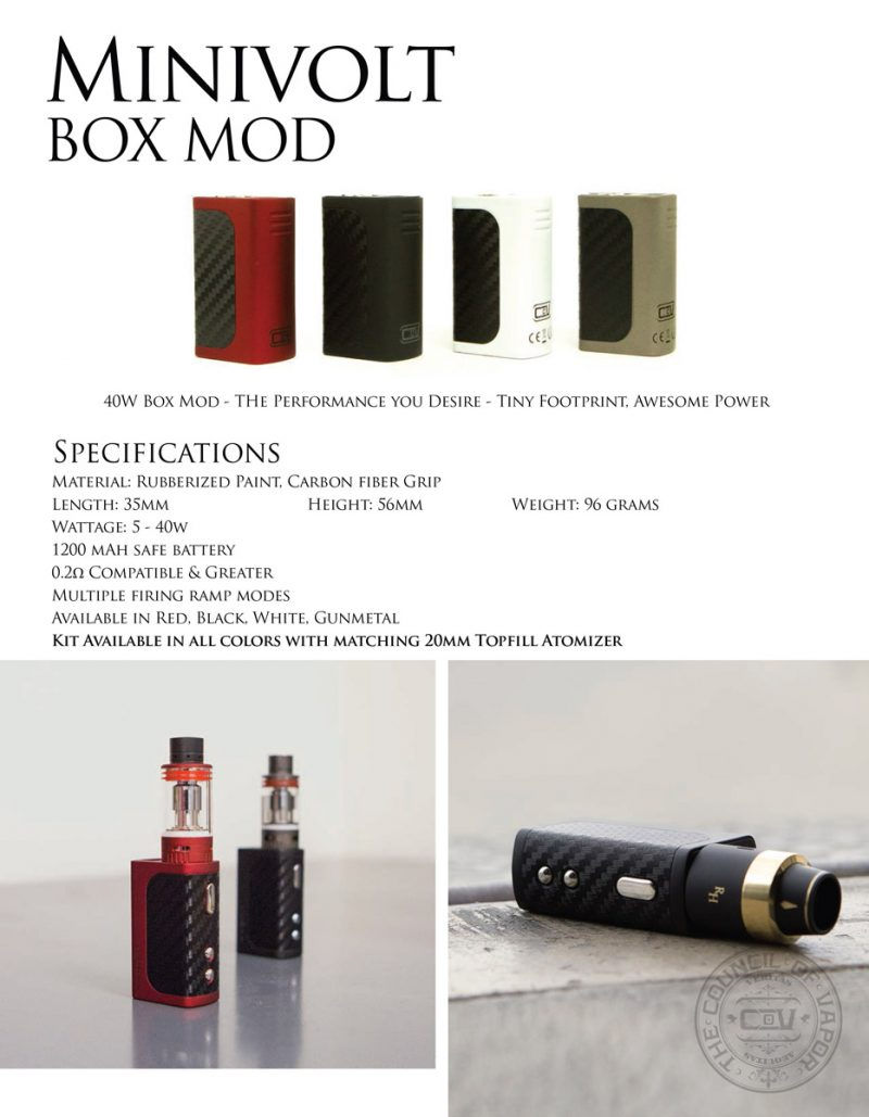 Μικρογραφία: CoV Mini Volt 40W Kit ηλεκτρονικού τσιγάρου + 300 ml Υγρά άτμισης