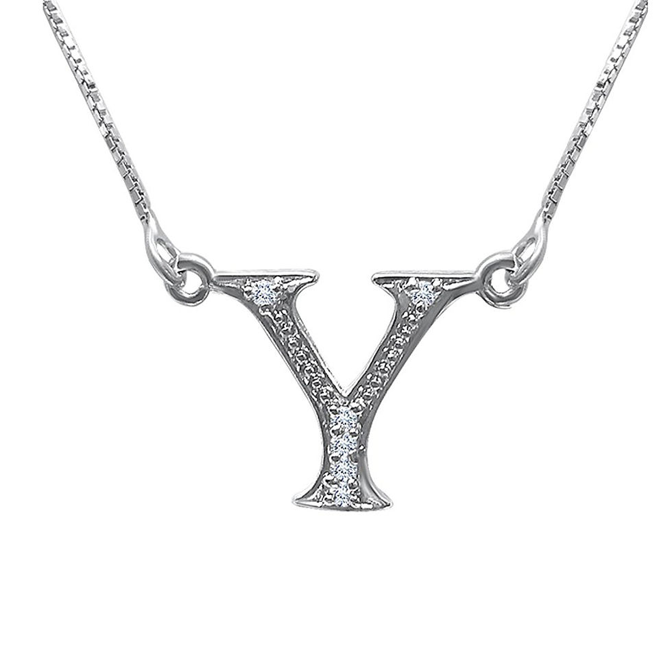 Sterling Silver Cubic Zirconia Y Pendant Necklace