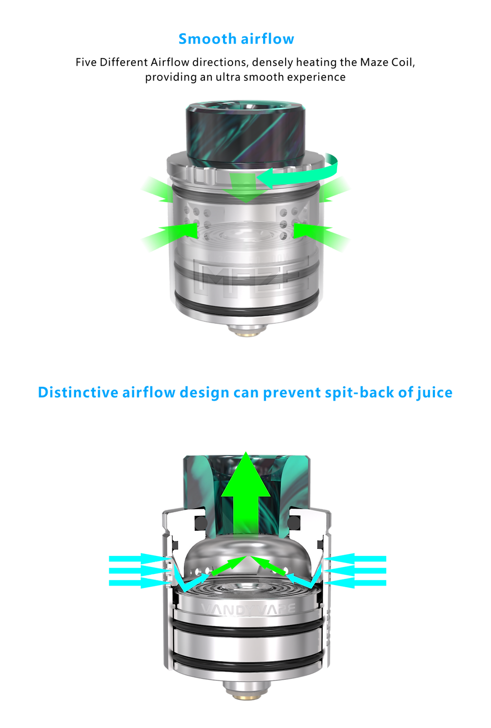 Μικρογραφία: Vandy Vape Maze Sub Ohm BF RDA Ατμοποιητής ηλεκτρονικού τσιγάρου