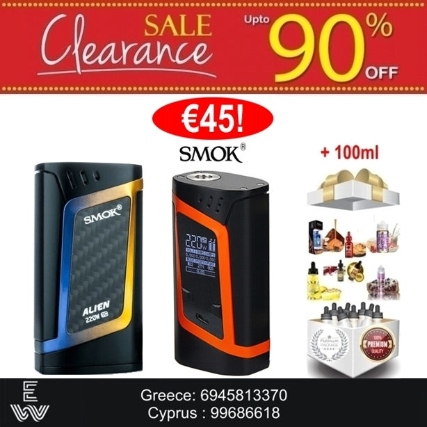 SMOK Alien 220w Mod Ηλεκτρονικό Τσιγάρο + 100 ml Δημοφιλή Υγρά άτμισης