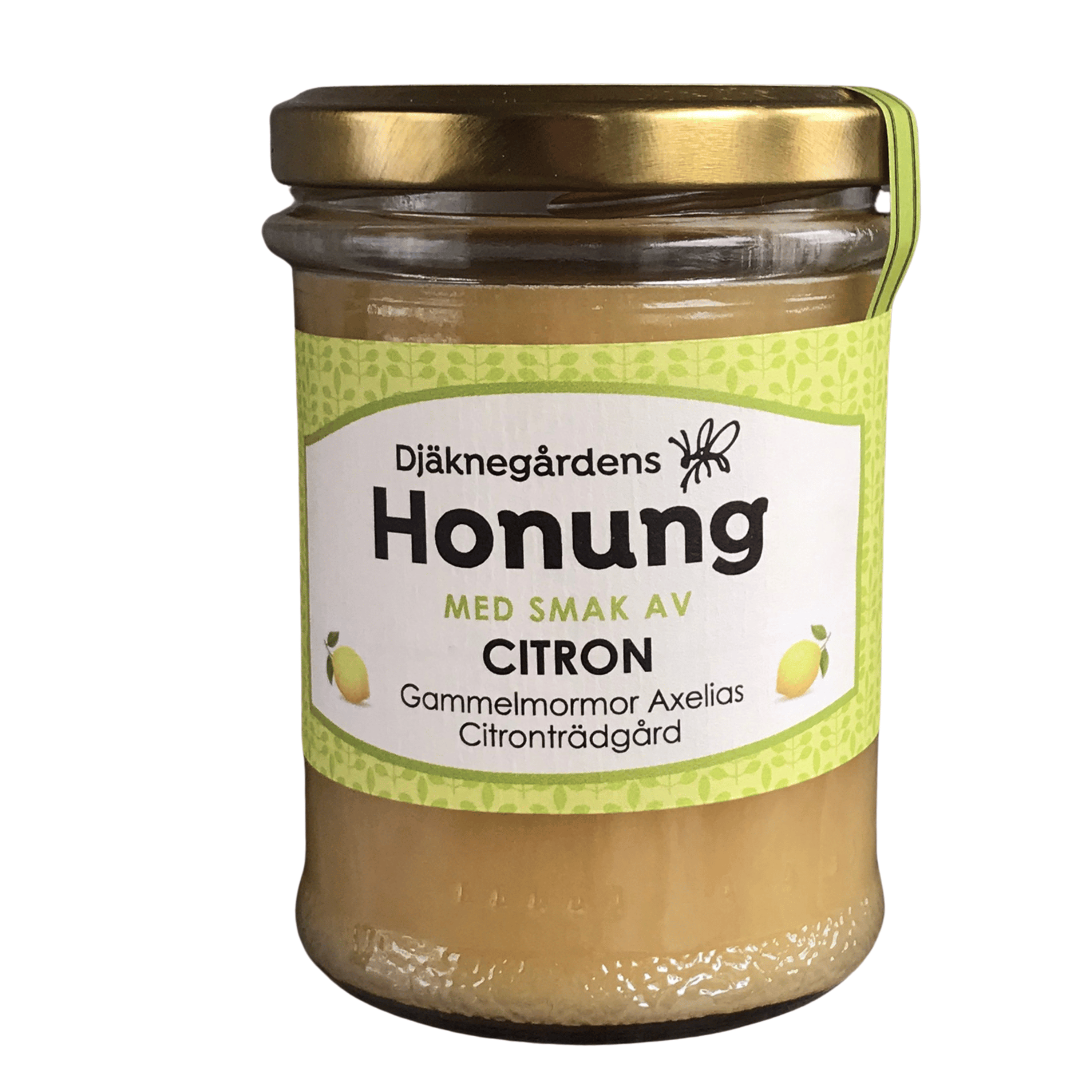 Djäknegårdens honung med smak av citron. Smaksatt citronhonung.