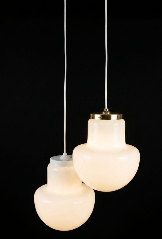 Vintage Mid-Century Opal Glass Pendant Lights – Choice of Finish