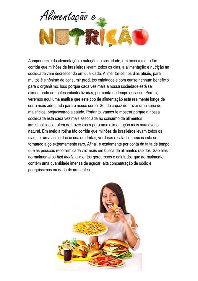 Introdução a Alimentação & Nutrição na Sociedade.