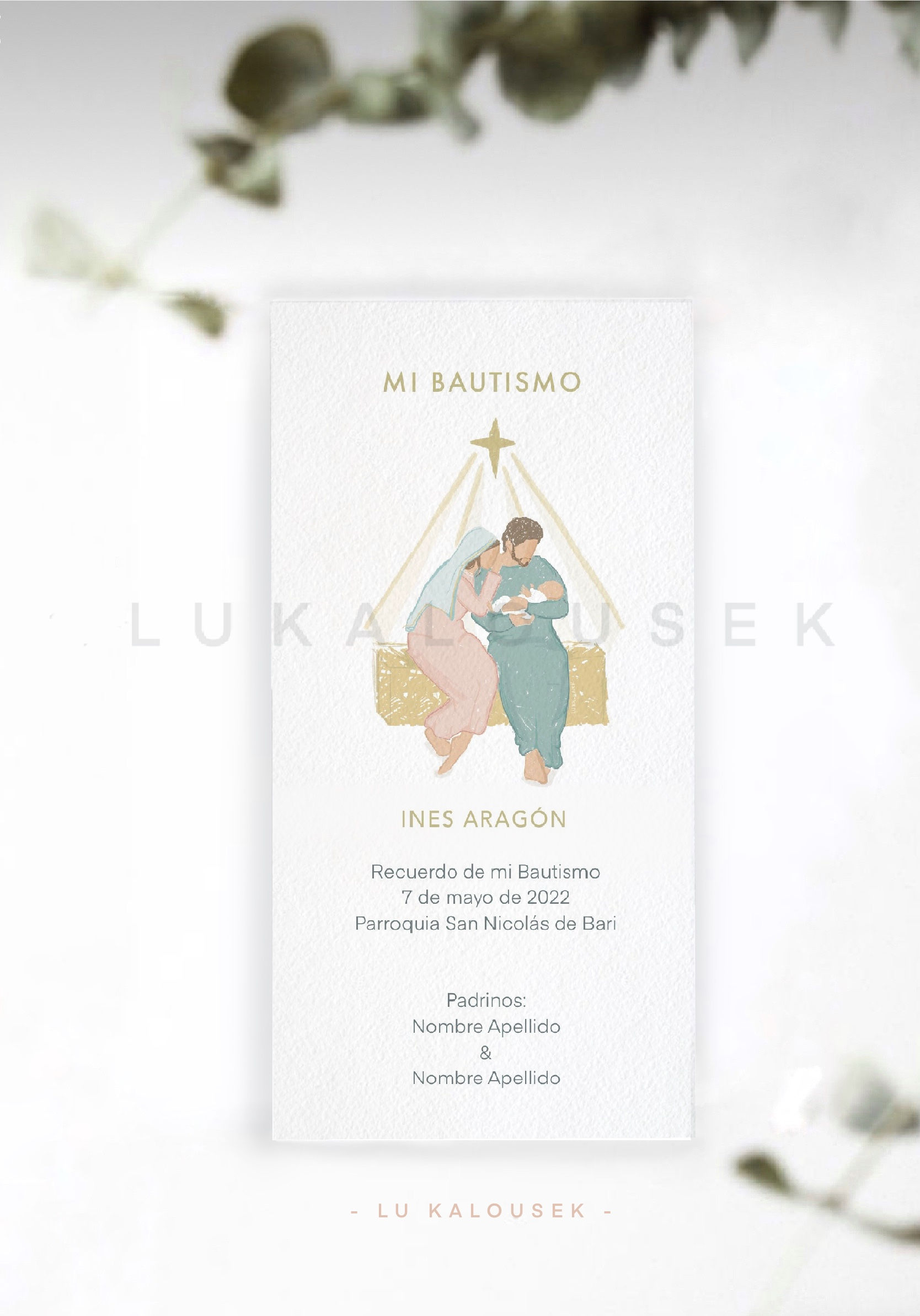 Estampita Bautismo Sagrada Familia (modelo 4)