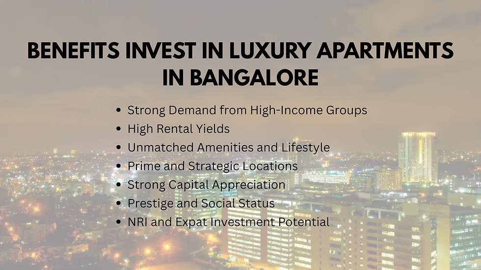 Benefits of Investing in Luxury Apartments in Bangalore